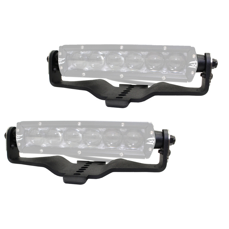 Jeep Wrangler JL Light Mounts - Hood - Go Rhino - Single Row LED Bar Mount - Textured Black - `18-`20
